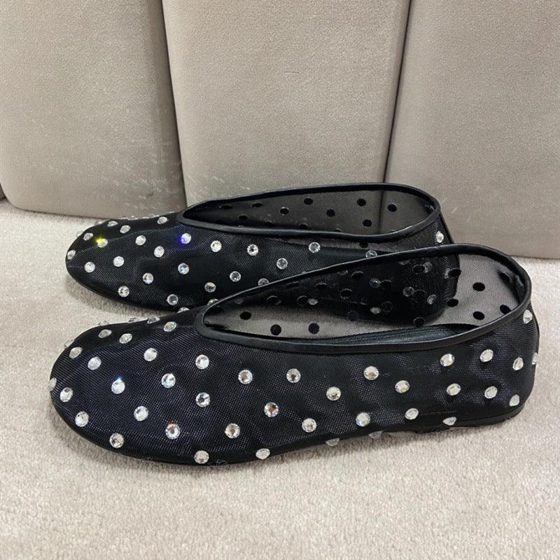 Fashionable Round Toe Rhinestone Mary Jane Shoes Women - VAleG