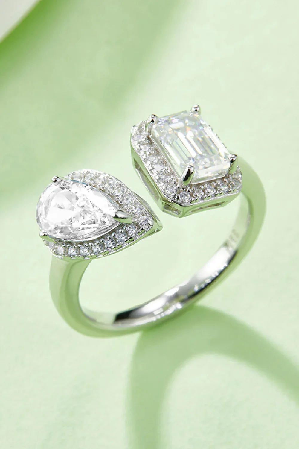 1 Carat Moissanite 925 Sterling Silver Open Ring - VAleG