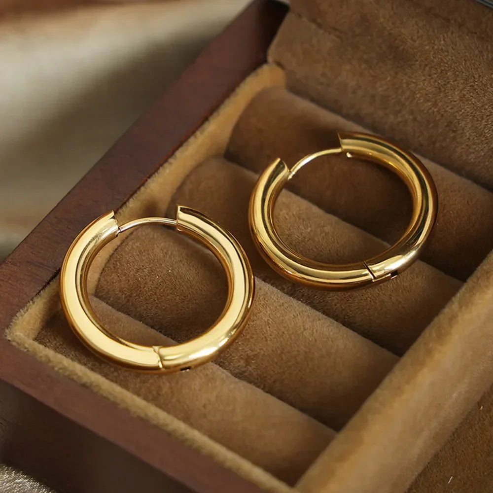 18K Gold-Plated Huggie Earrings - VAleG