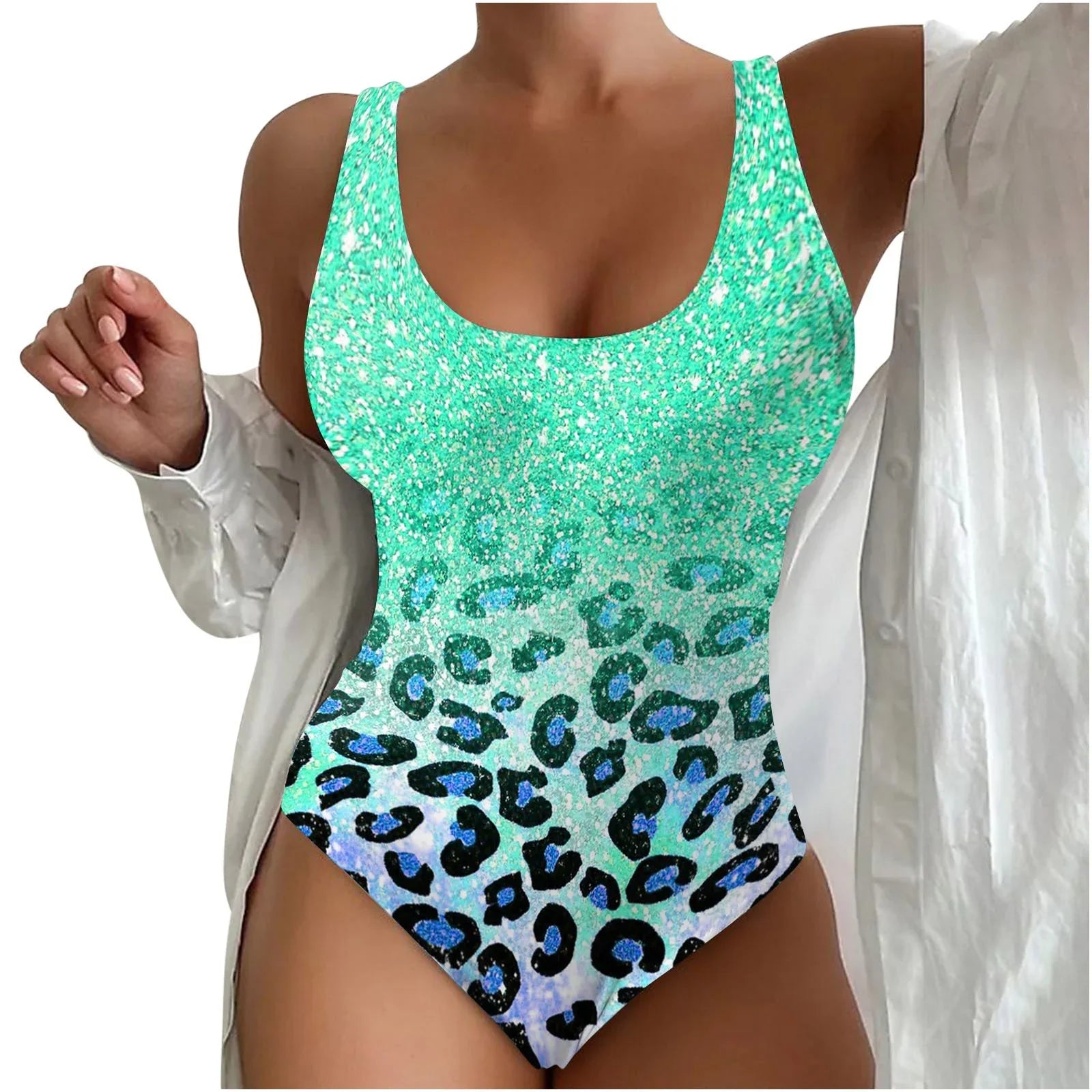 Women's Seaside Beach Swimsuit 3D Contrast Color One-piece Swimsuit - VAleG