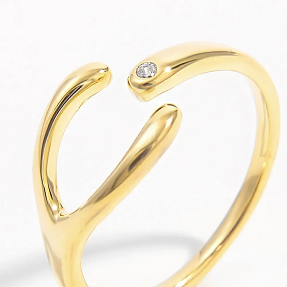925 Sterling Silver Inlaid Zircon Open Ring - VAleG
