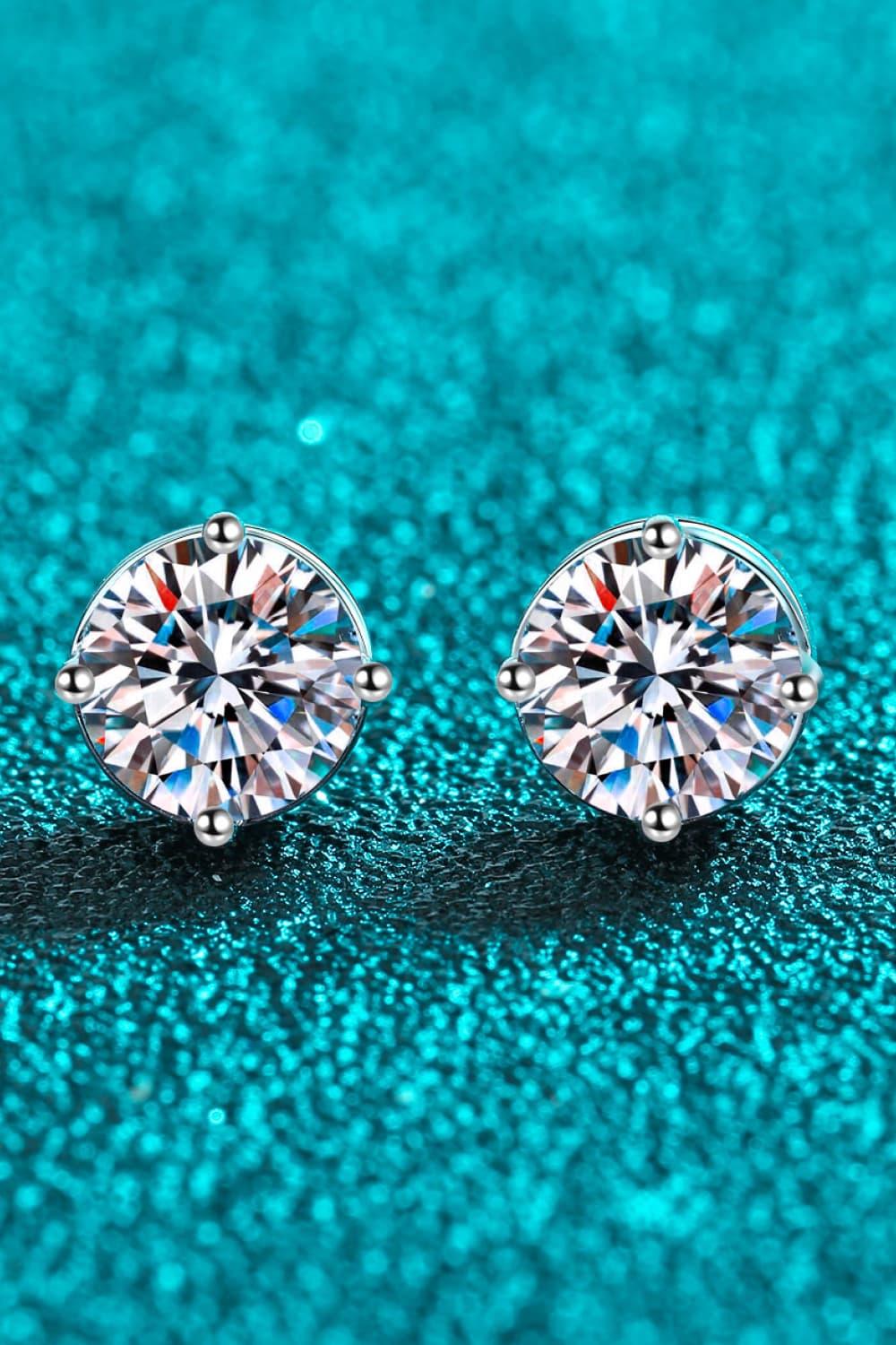 2 Carat Moissanite Rhodium-Plated Stud Earrings - VAleG