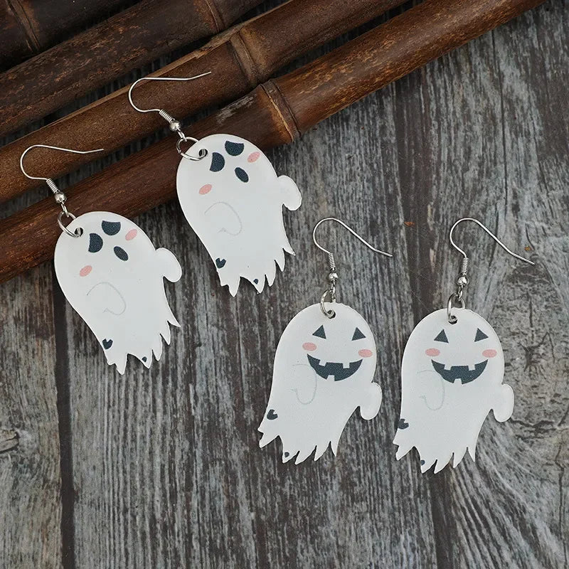 2 Piece Alloy Acrylic Ghost Dangle Earrings - VAleG
