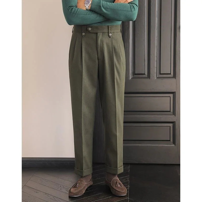 Men's Naples High-waisted Straight Leg Casual Dress Pants Wool Thick - VAleG