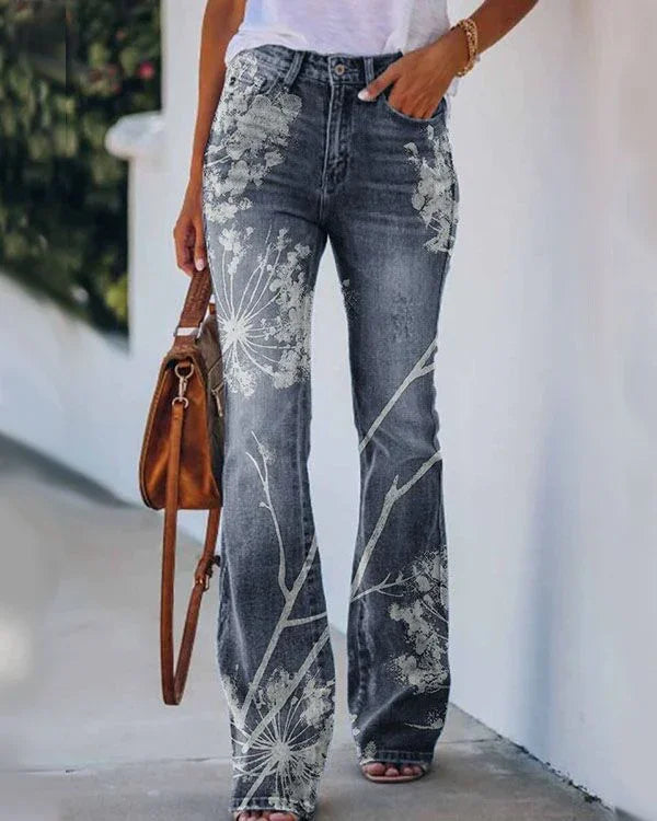 Printed Thin Jeans Large Size Women's Casual Pants - VAleG