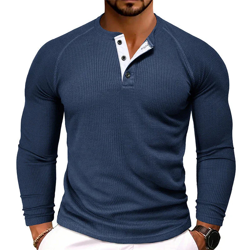 Men's Round Neck Waffle Casual T-shirt - VAleG