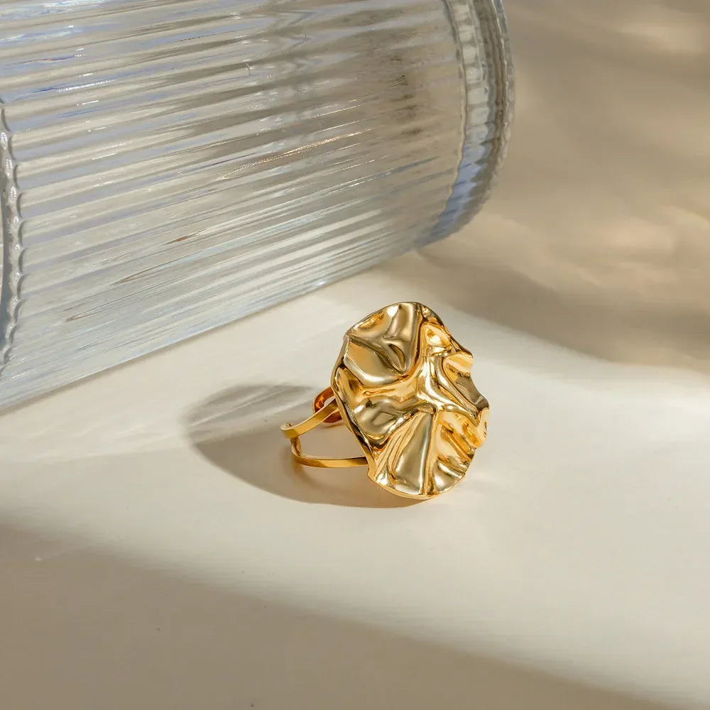 18K Gold-Plated Irregular Open Ring - VAleG