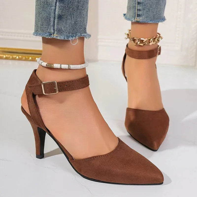 Pointed-toe Square Buckle Shoes High Heels Fashion - VAleG