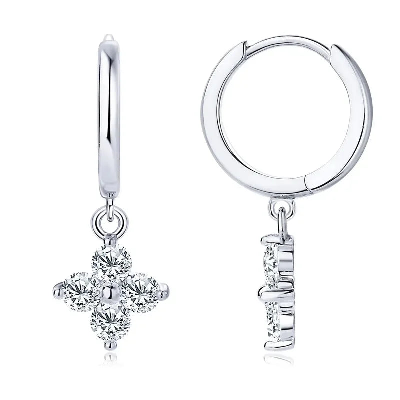 925 Sterling Silver Moissanite Hoop Drop Earrings - VAleG