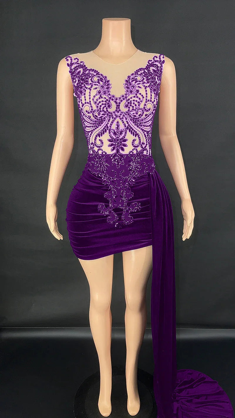 Summer Luxury Evening Dress Female Singer Stage Costume Senior Dress Side Trailing Skirt - VAleG