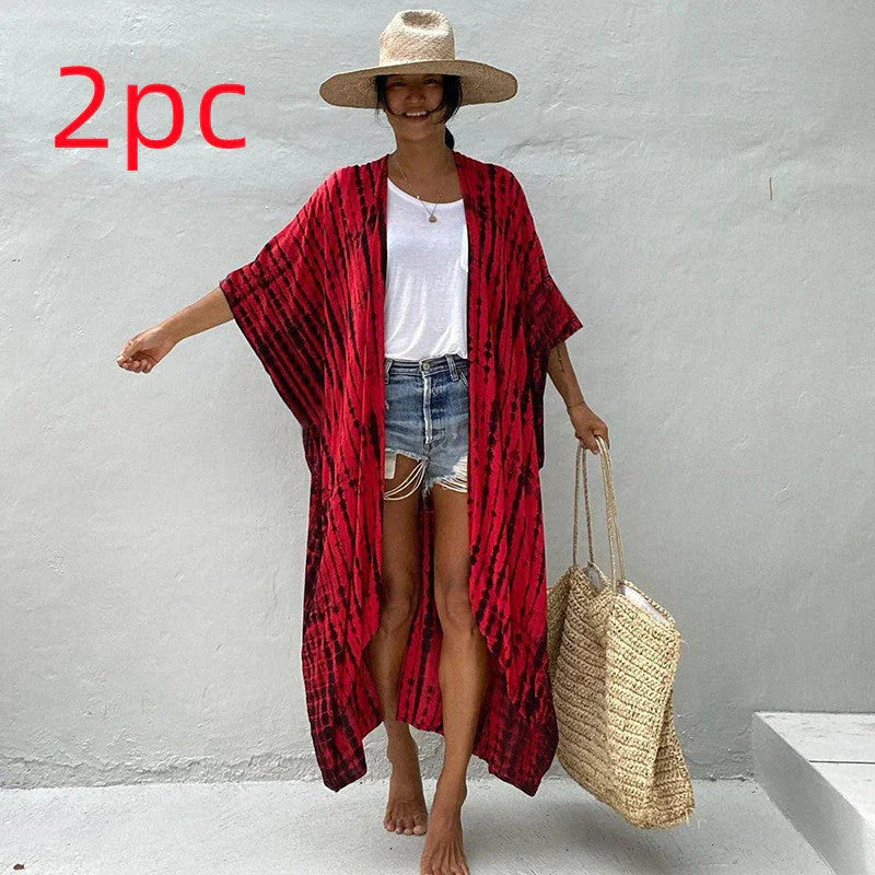 Polyester Ladies Sun Protection Resort Beach Dress Cover Up - VAleG