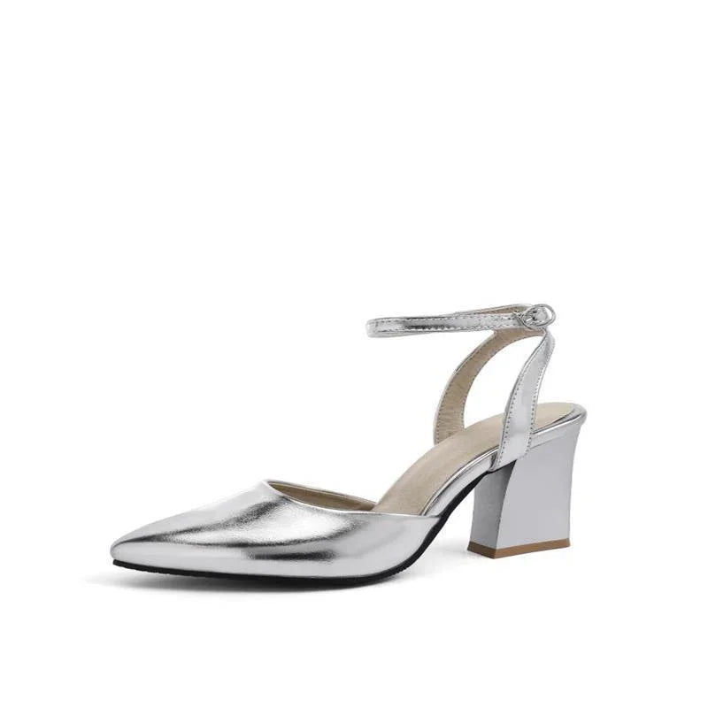 Women's Thick High Heel Pump Pointed Sandals - VAleG