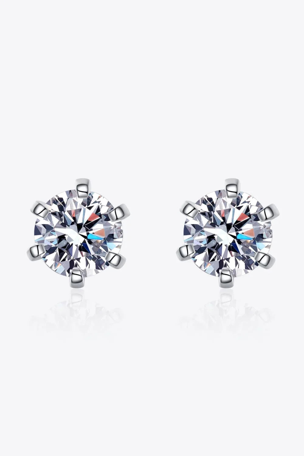 1 Carat Moissanite Rhodium-Plated Stud Earrings - VAleG