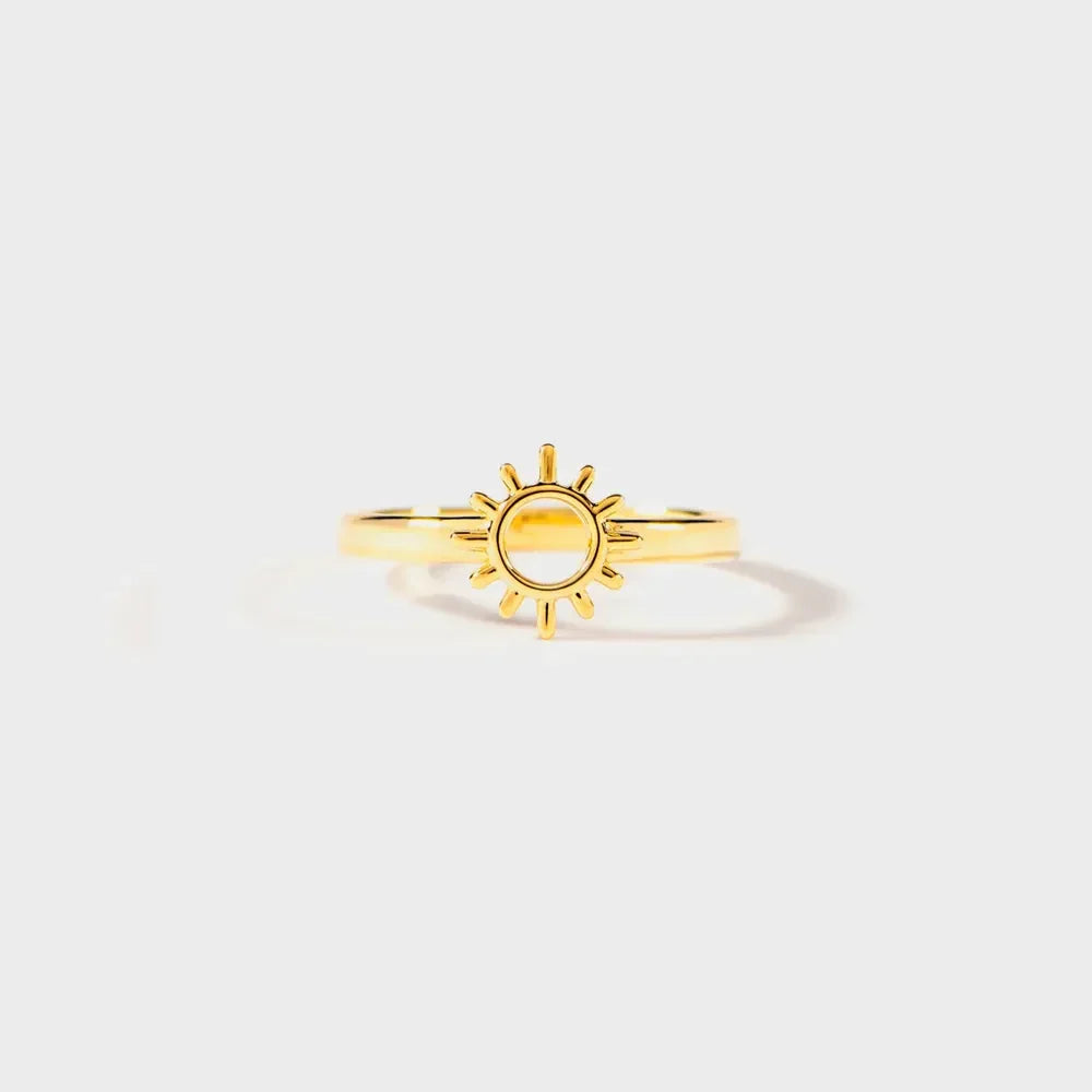 Sun Shape 18K Gold-Plated Ring - VAleG