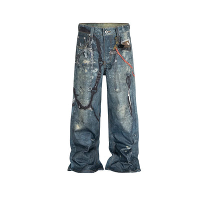 Men's And Women's Same Washed Old Straight-leg Trousers - VAleG