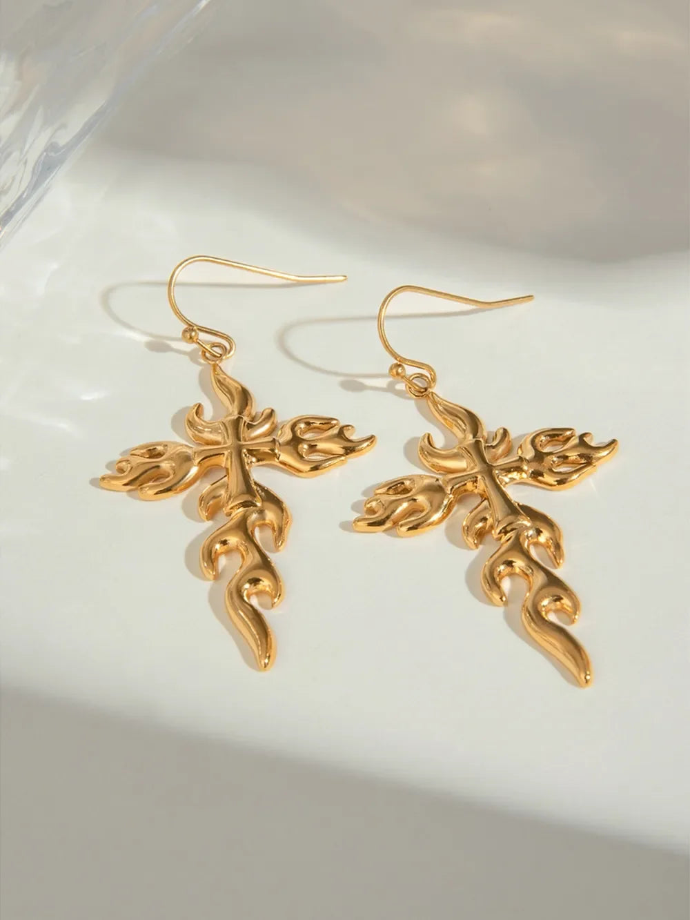 18K Gold-Plated Stainless Steel Cross Earrings - VAleG