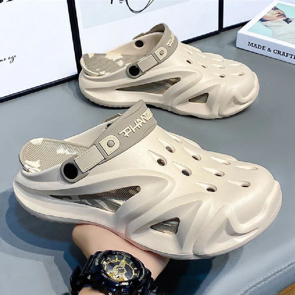 Men's Summer Platform Driving Non-slip Wear-resistant Outdoor Beach Closed Toe Coros Sandals - VAleG