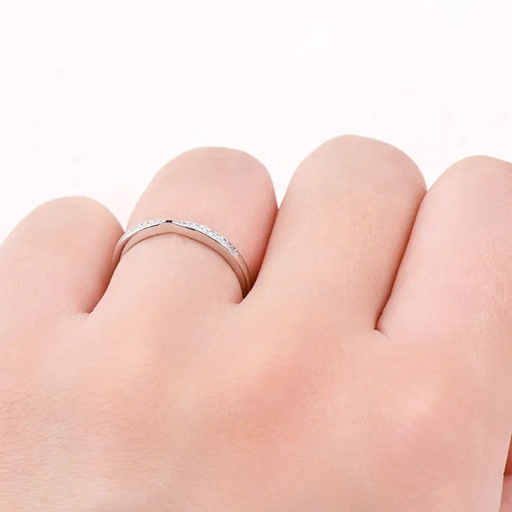 925 Sterling Silver Inlaid Moissanite Ring - VAleG