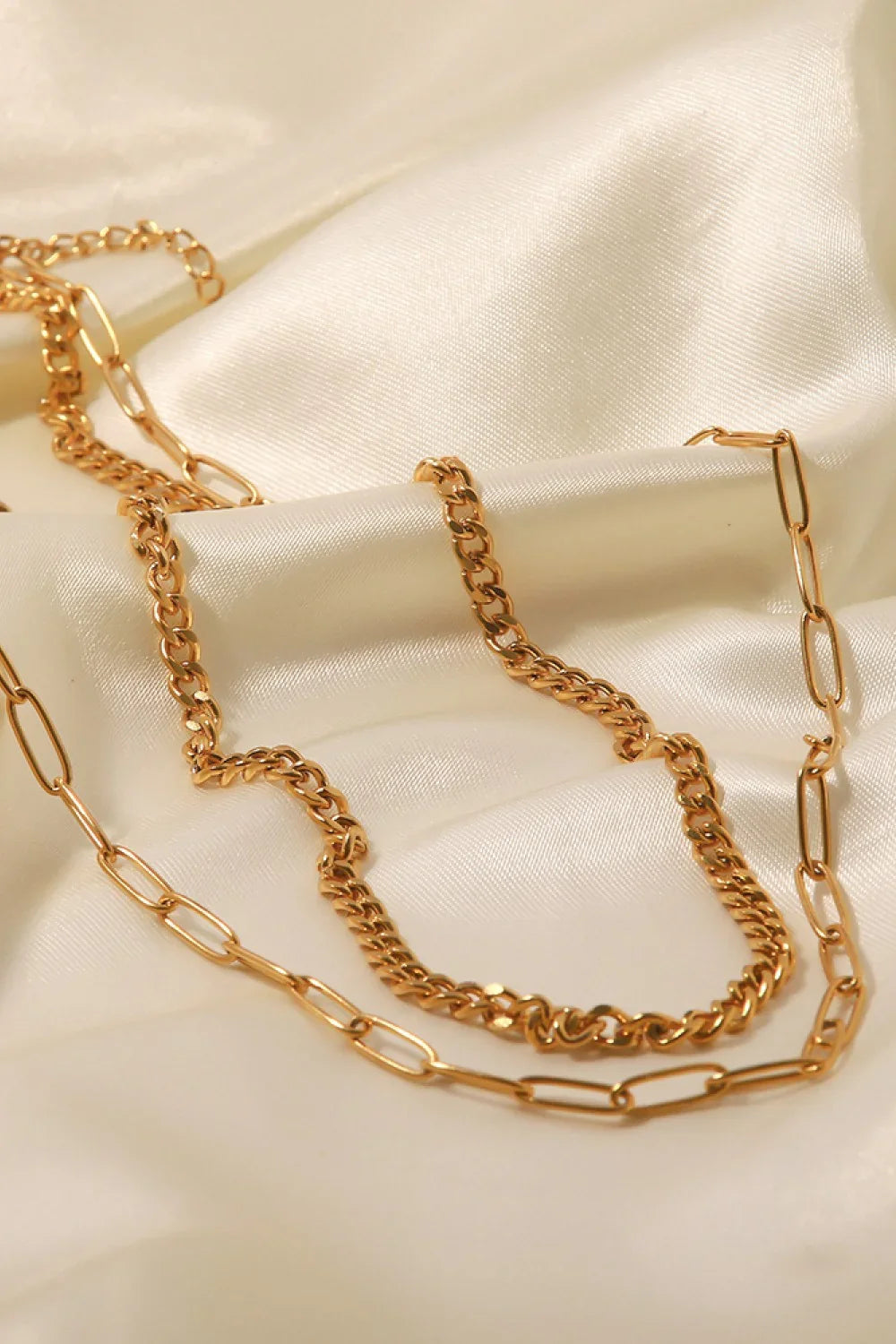 18K Gold Plated Layered Chain Necklace - VAleG
