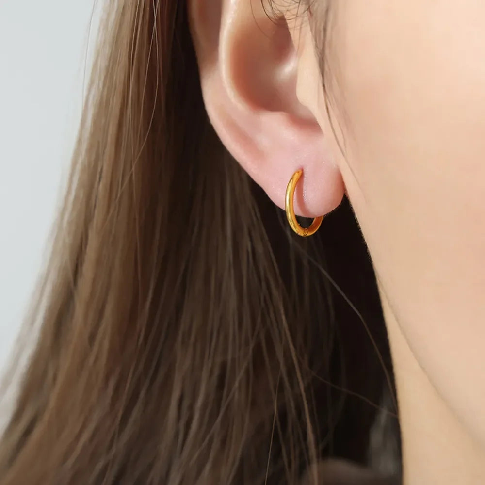 18K Gold-Plated Huggie Earrings - VAleG