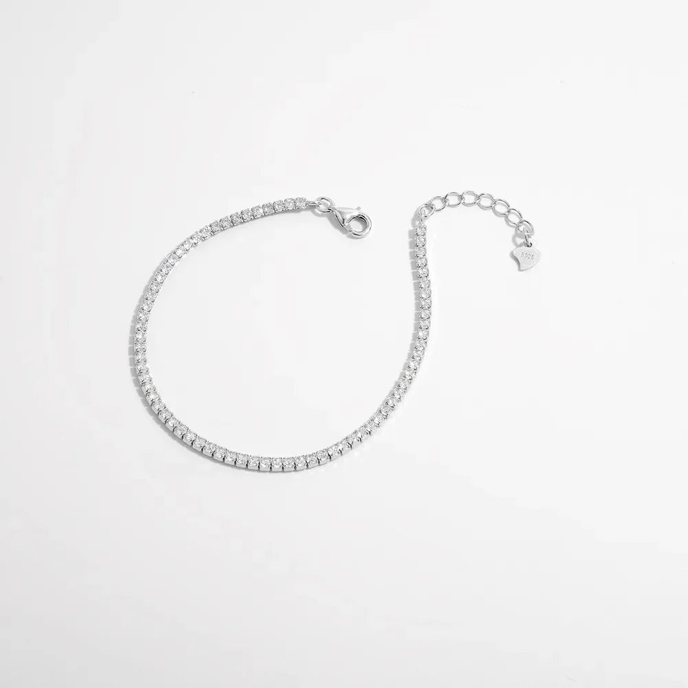 925 Sterling Silver Inlaid Zircon Bracelet - VAleG