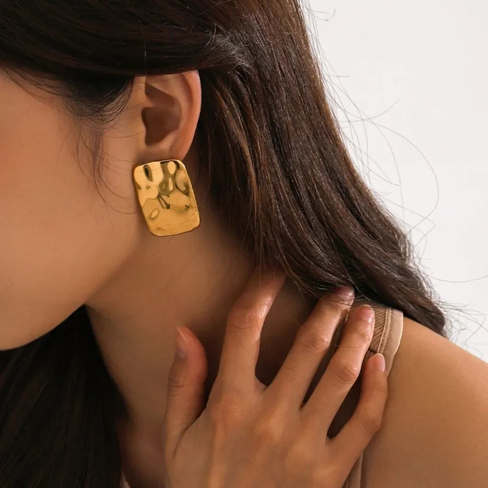 18K Gold-Plated Square Earrings - VAleG