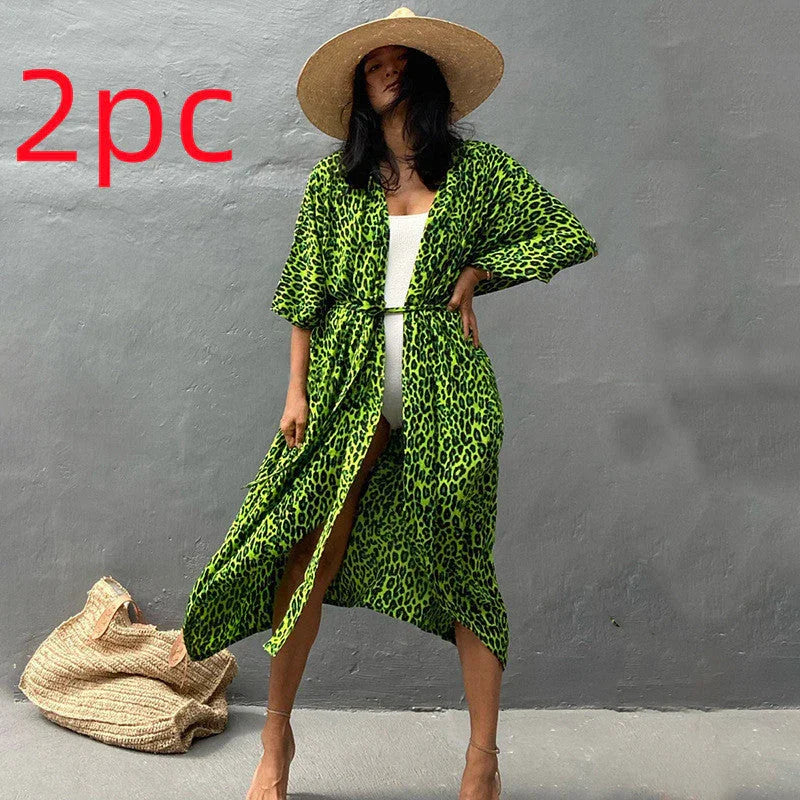 Polyester Ladies Sun Protection Resort Beach Dress Cover Up - VAleG