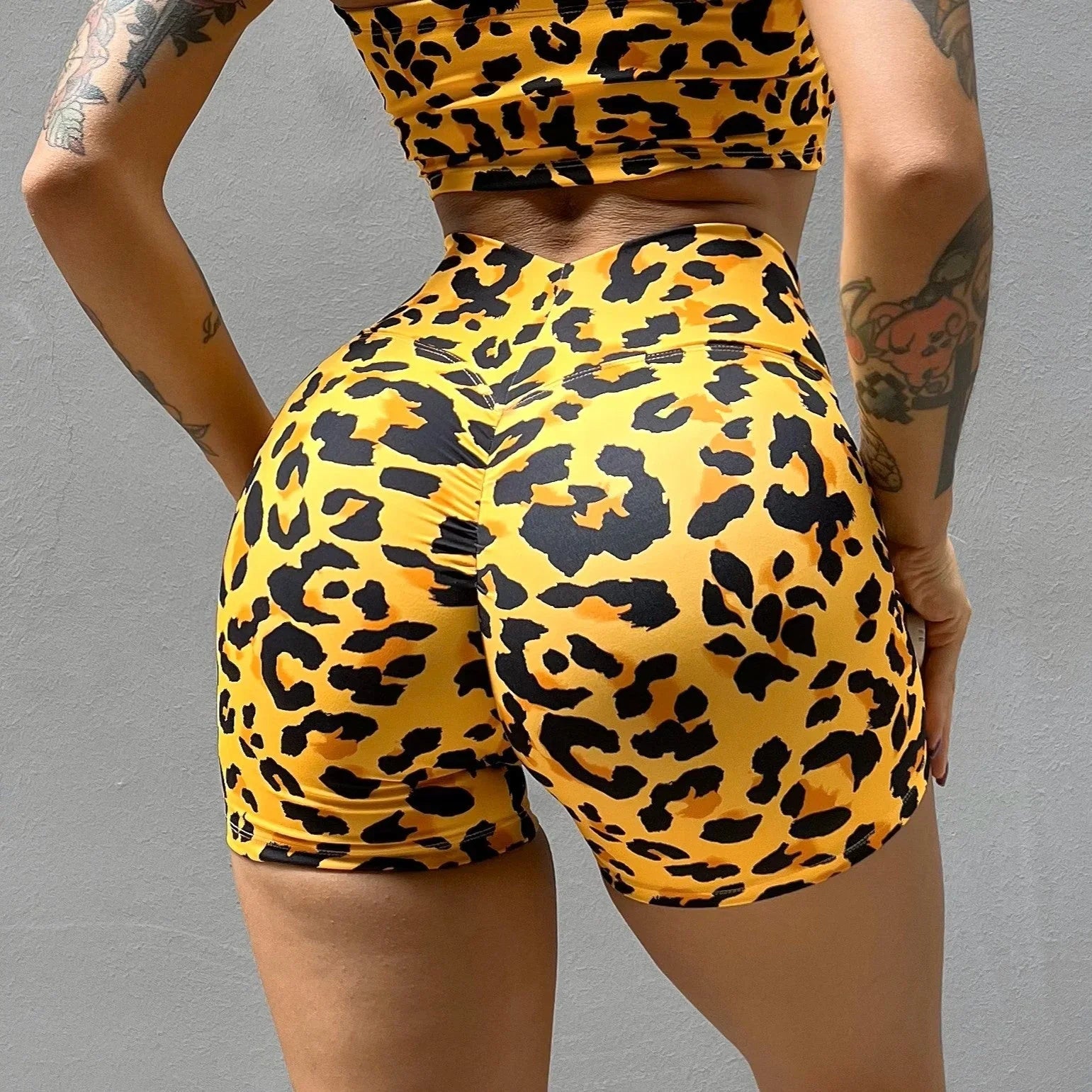 Leopard Print Fitness Sports Yoga Shorts For Women - VAleG