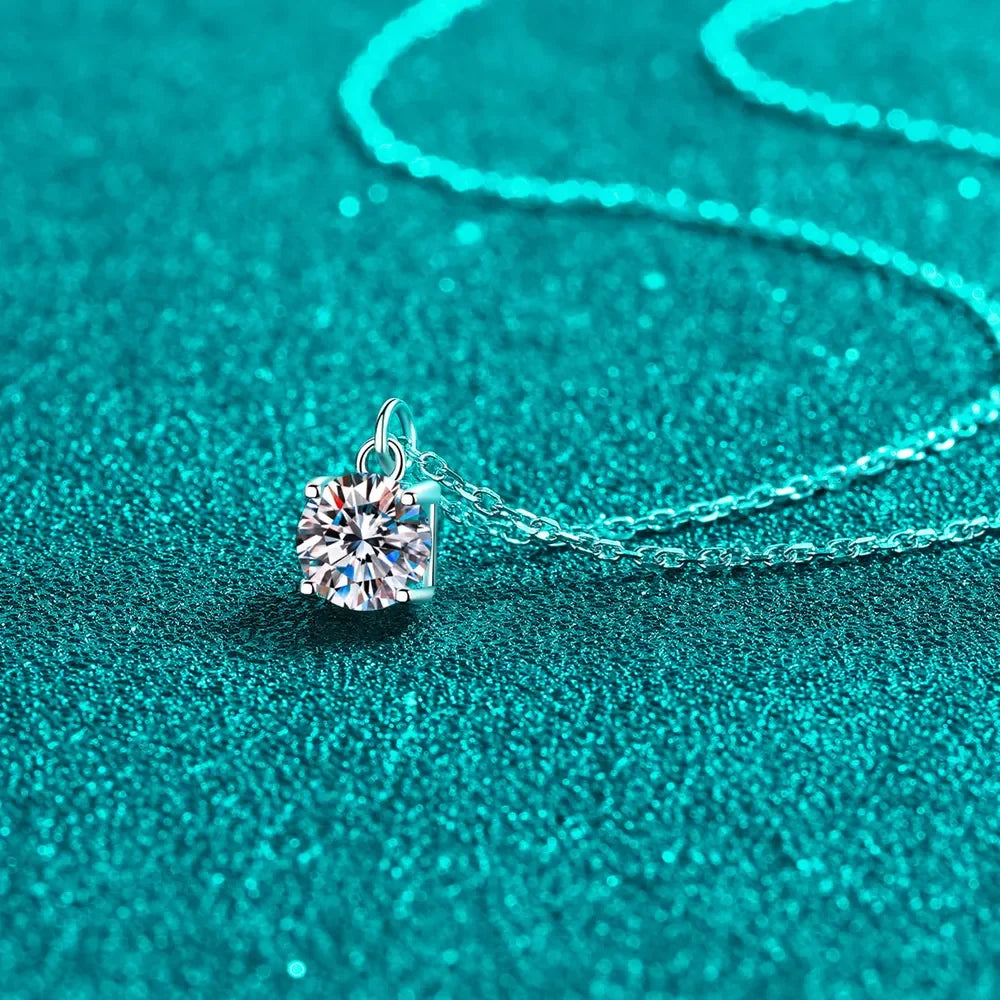 1 Carat Moissanite 925 Sterling Silver Necklace - VAleG
