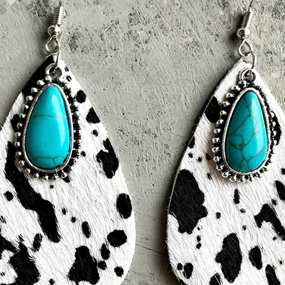 Artificial Turquoise Teardrop Earrings - VAleG