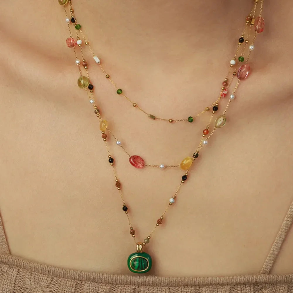 Titanium Steel Gold-plated Bead Necklace - VAleG