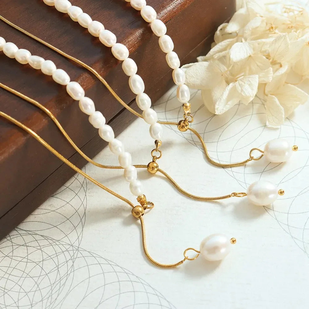18K Gold-Plated Pearl Necklace - VAleG