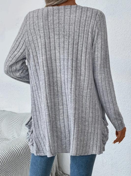 Solid Color Open-Front Cardigan - VAleG