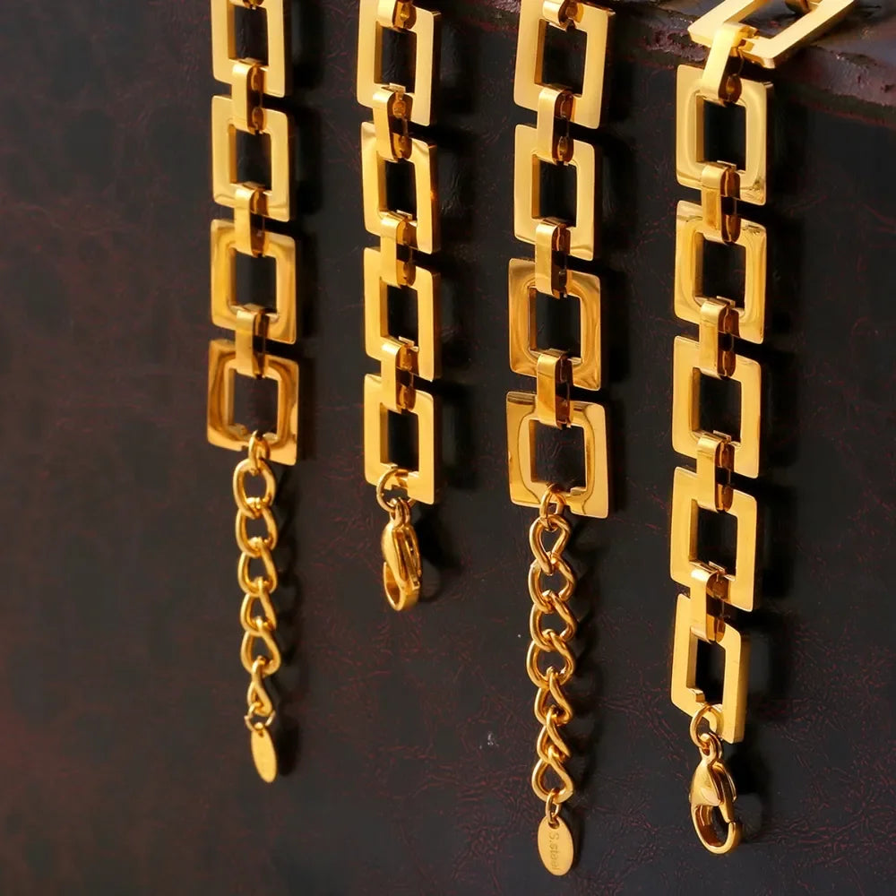 Titanium Steel Hollow Square Chain Bracelet - VAleG