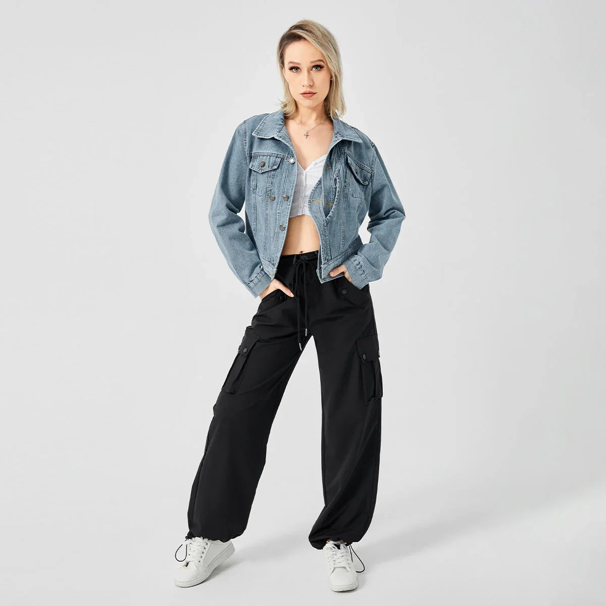 Women's Denim Long Sleeve Designed Jacket Fashion Top - VAleG