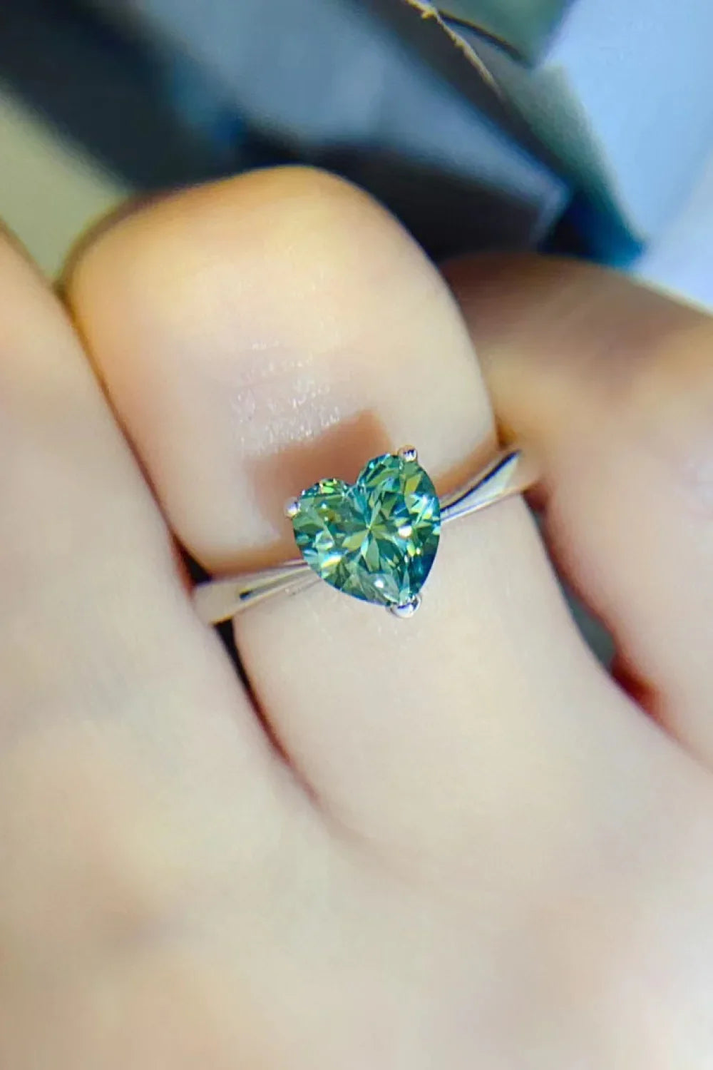 1 Carat Moissanite Heart 925 Sterling Silver Ring - VAleG