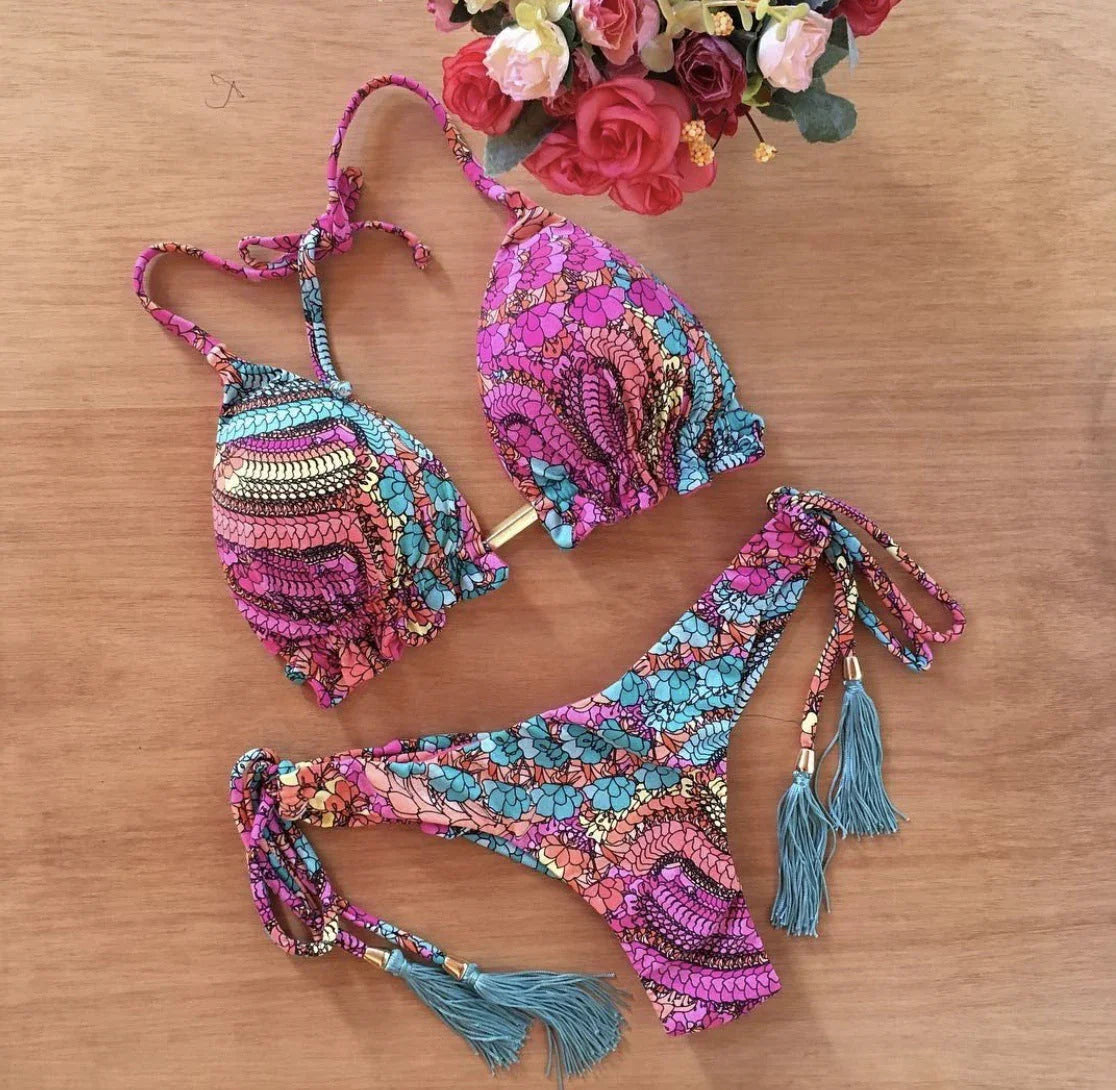 Women's Beach Split Printed Swimsuit - VAleG