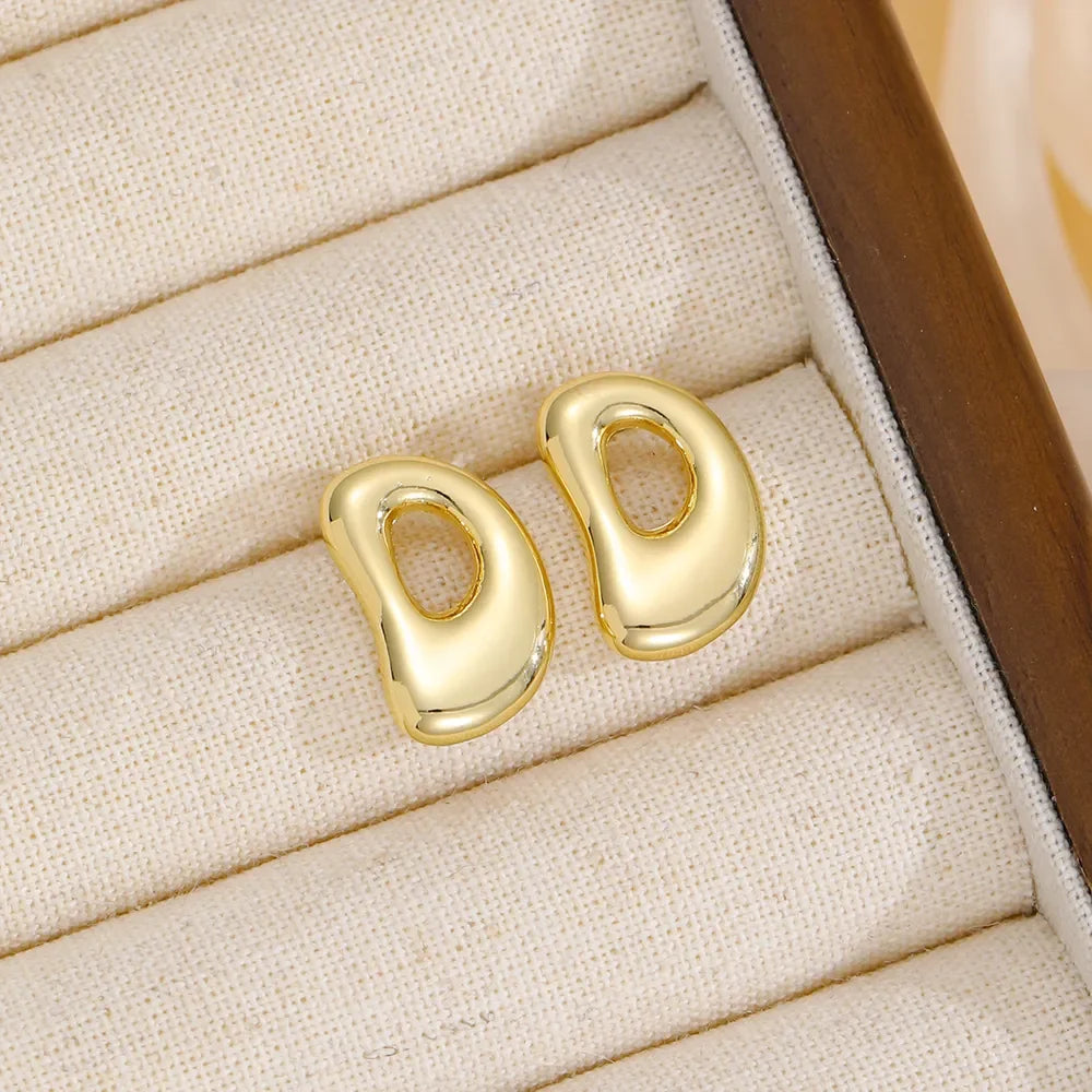 18K Gold-Plated Bubble Letter Stud Earrings - VAleG