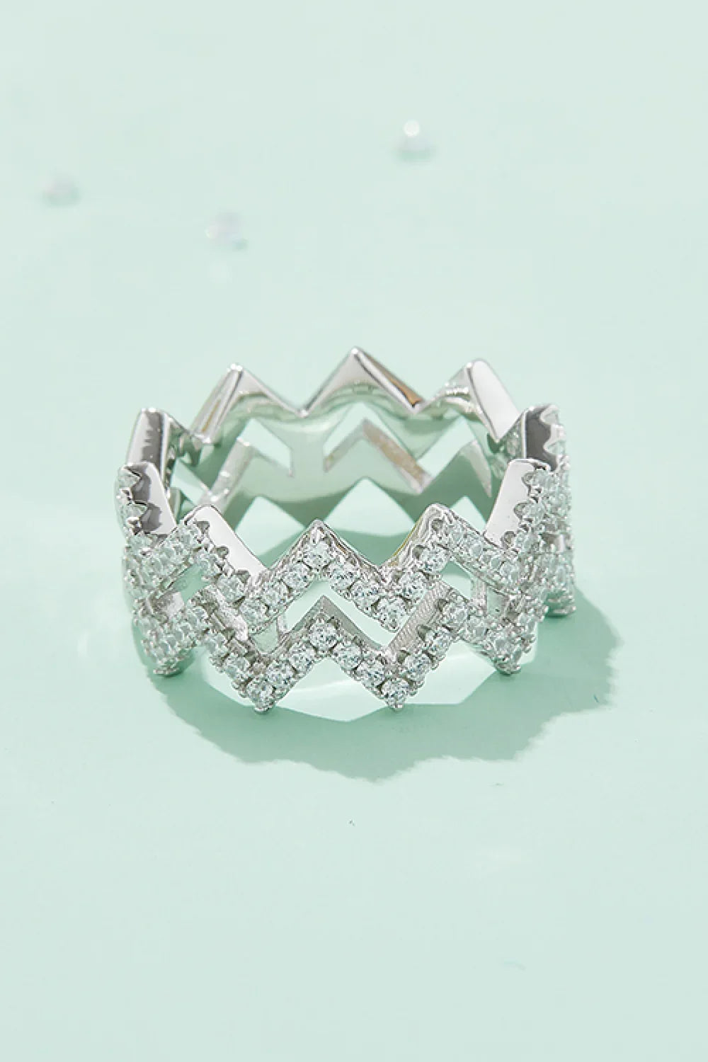Adored Moissanite Zigzag Stacking Rings - VAleG