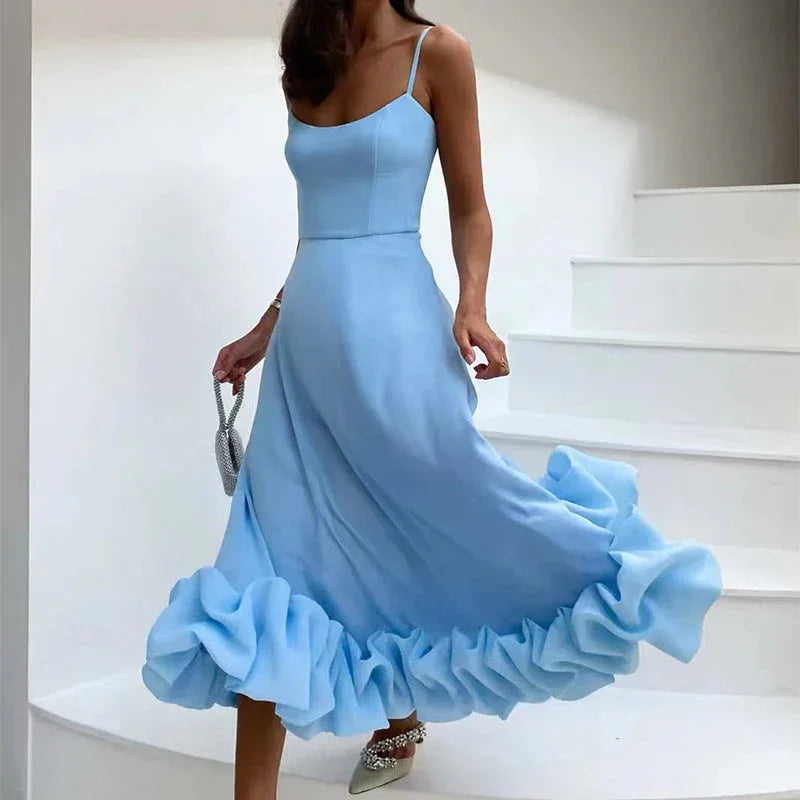 Fashion Suspenders Large Flower Swing Three-dimensional Flower A- Line Skirt Womens Clothing - VAleG