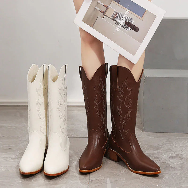 Retro V Cut Below The Knee Knight Boots Mid-calf - VAleG