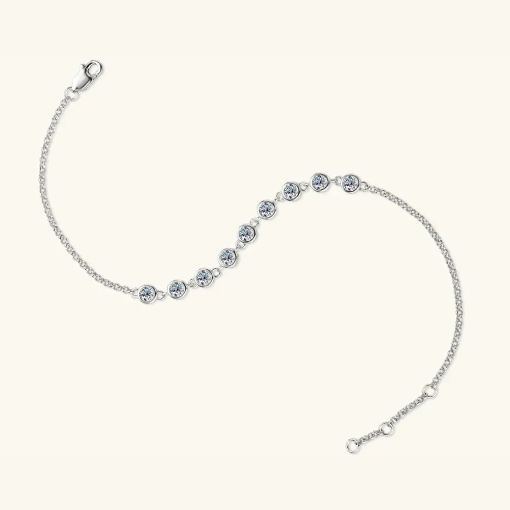 Inlaid Moissanite 925 Sterling Silver Bracelet - VAleG