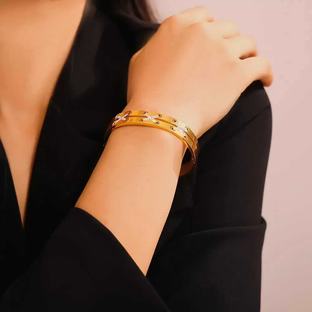18K Gold-Plated Czech Diamond Bracelet - VAleG