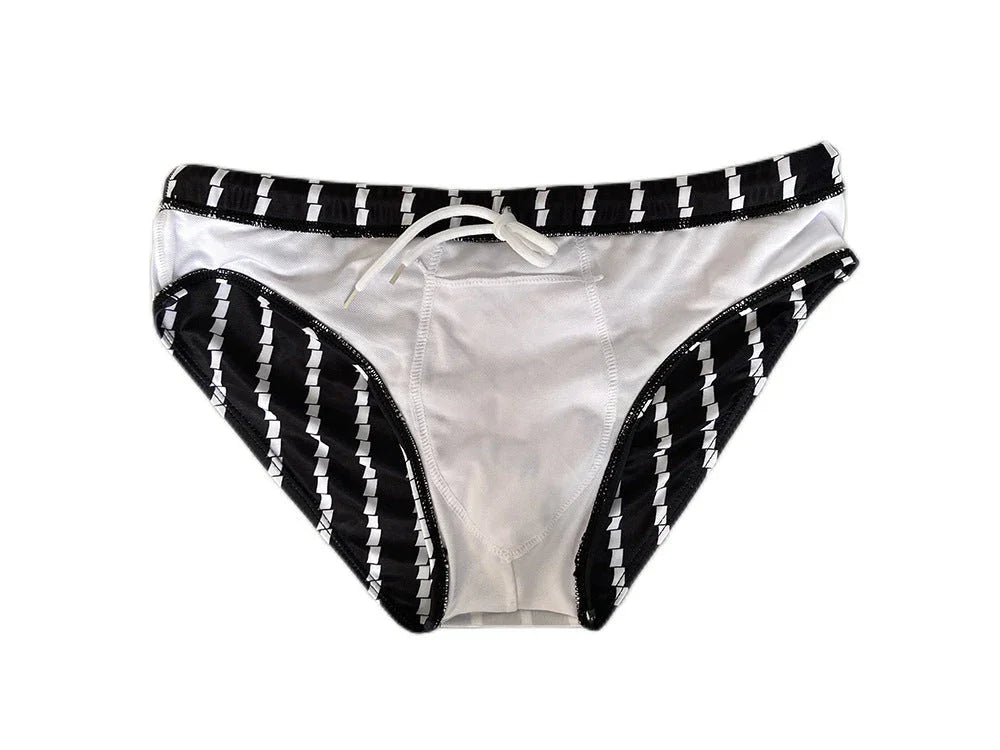 Low Rise Tight Vertical Stripes Beach Training Competition Swimsuit - VAleG