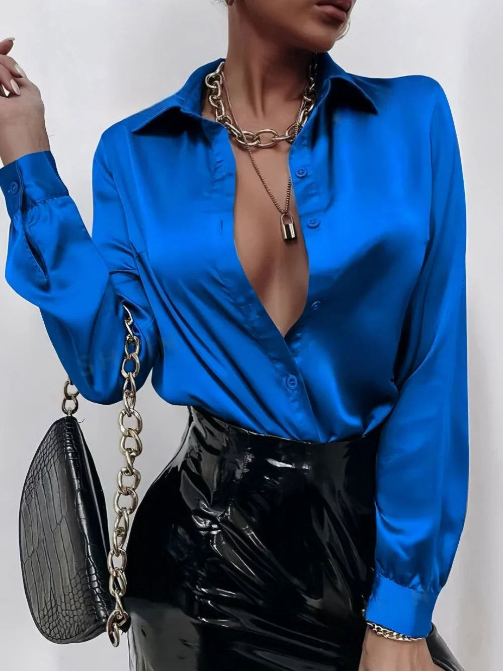 Women's Shirt Satin Silk-like Long Sleeve - VAleG