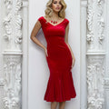 Abito Sirena Velluto Rubino - Eleganza Italiana Premium