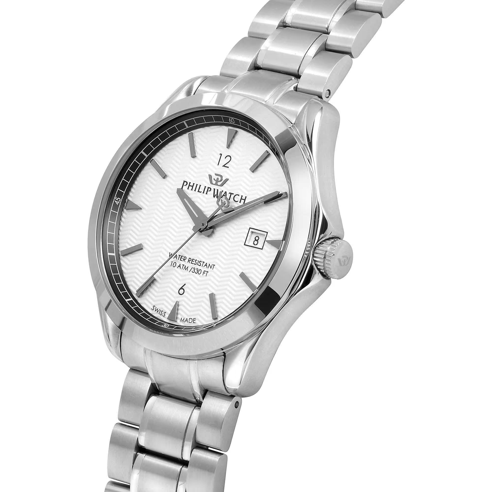 Philip Watch R8253165007 – Solo tempo automatico Swiss Made, bianco, cassa 41mm